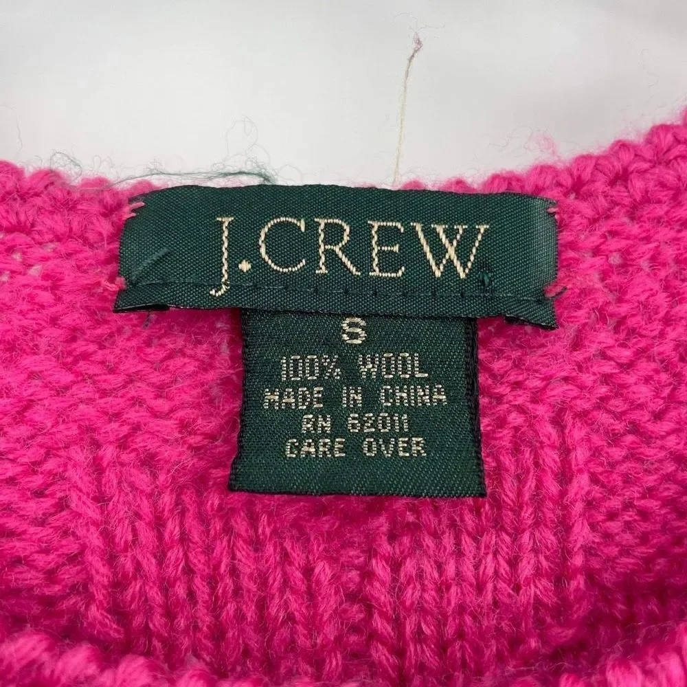 Vintage 90s J.Crew Womens Wool Crew Neck floral Pullover Sweater pink Small knit